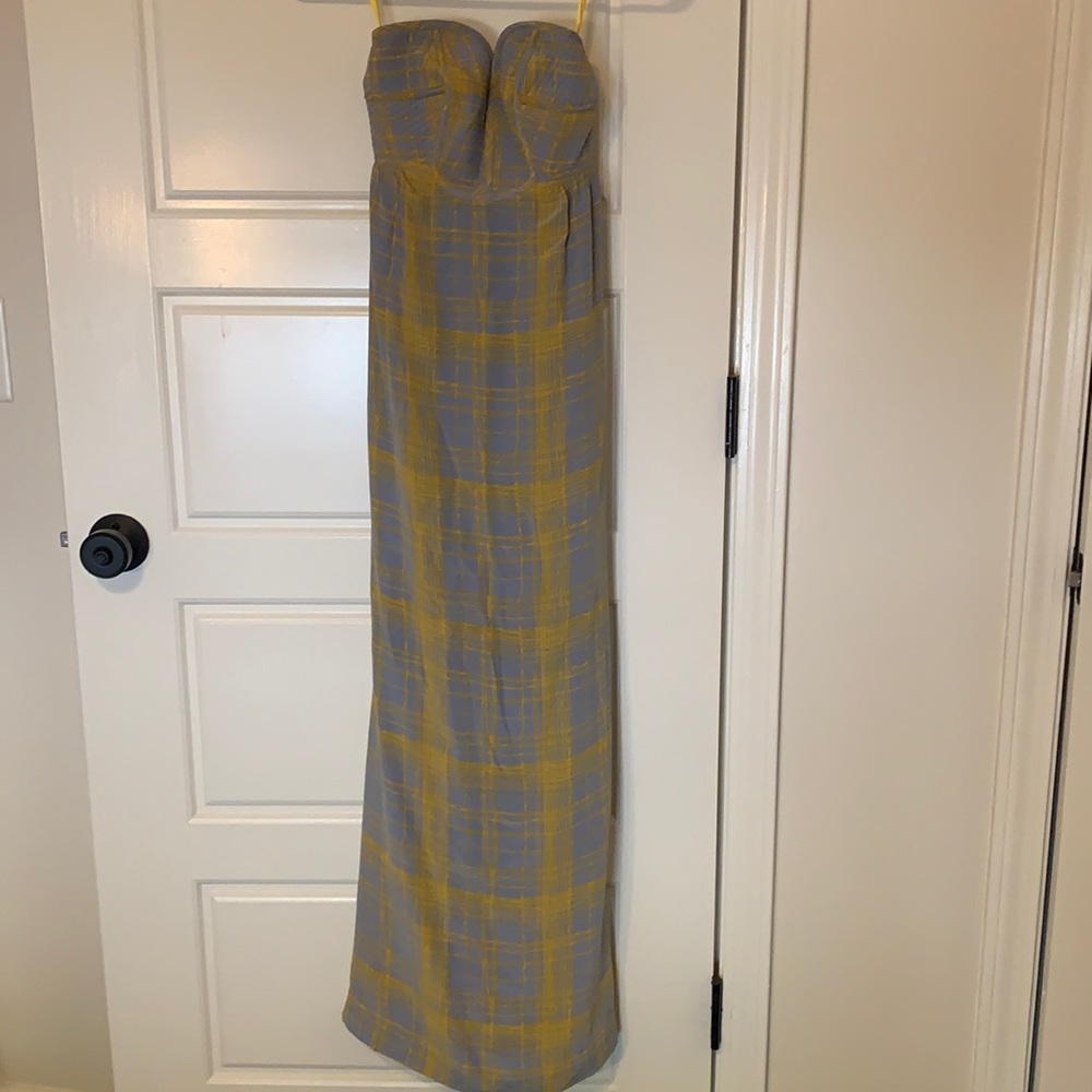 Anthropologie strapless silk maxi